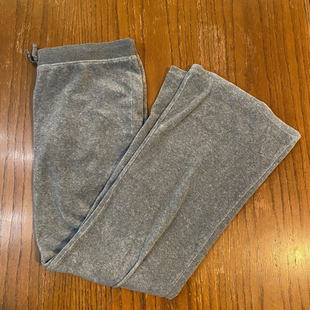 Y2K Gadzooks Flare Lounge Pants M Gray Velour Cozycore Soft Stretch